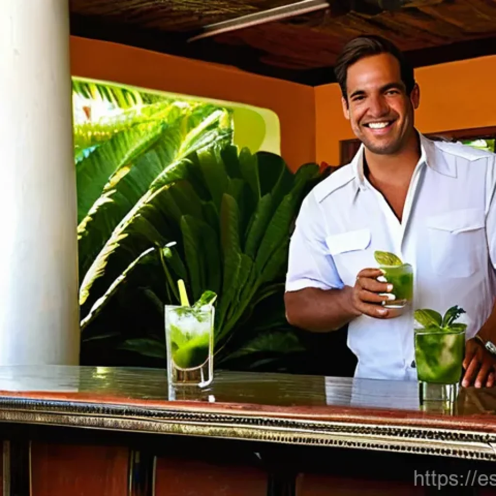 쿠바 럼주 맛과 종류 - **Prompt:** A vibrant and refreshing scene capturing the essence of Cuban white rum cocktails. Imagi...