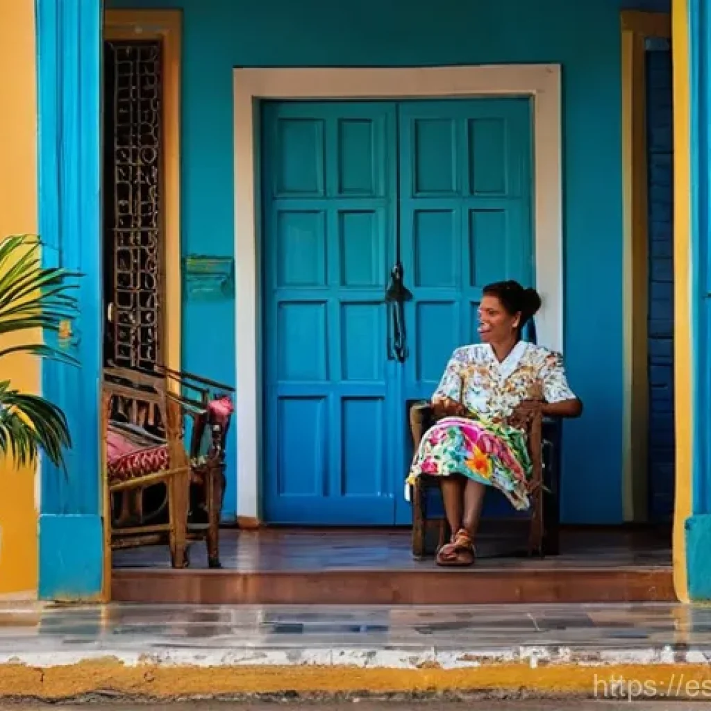 쿠바 카사 파르티쿨라르 숙박 체험기 - **Prompt 1: Warm Cuban Welcome on a Colonial Porch**
"A vibrant, inviting scene at the entrance ...