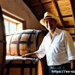 쿠바에서 아바나 클럽 투어 - A traditional Cuban rum distillery interior, showcasing large wooden barrels made of American white ...