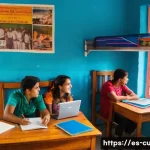 쿠바에서 학생 비자로 체류 가능성 - A vibrant scene inside a Cuban university student residence hall, showing a diverse group of young i...