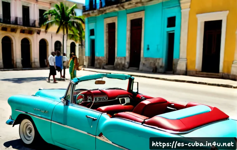 쿠바에서 기념 촬영하기 좋은 장소 - Photorealistic travel portrait scene in Old Havana, Cuba: a stylish adult couple posing beside a pas...