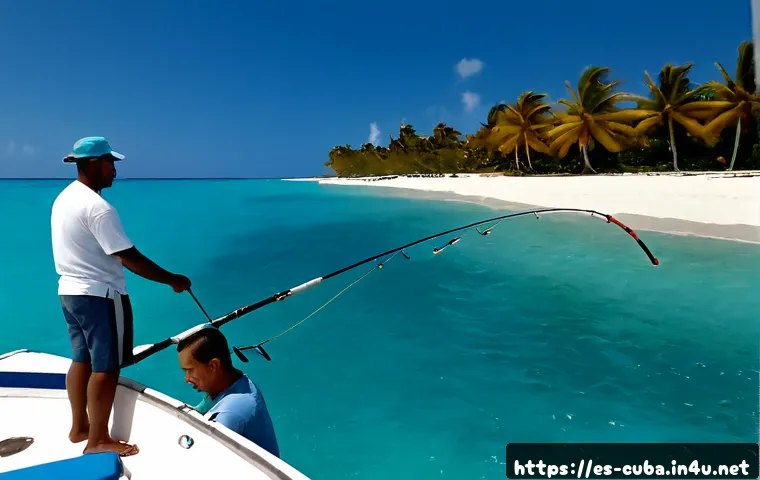 쿠바에서 바다 낚시 가능한 곳 - Photorealistic coastal sea fishing scene in Varadero, Cuba, a Spanish-speaking Cuban family and loca...